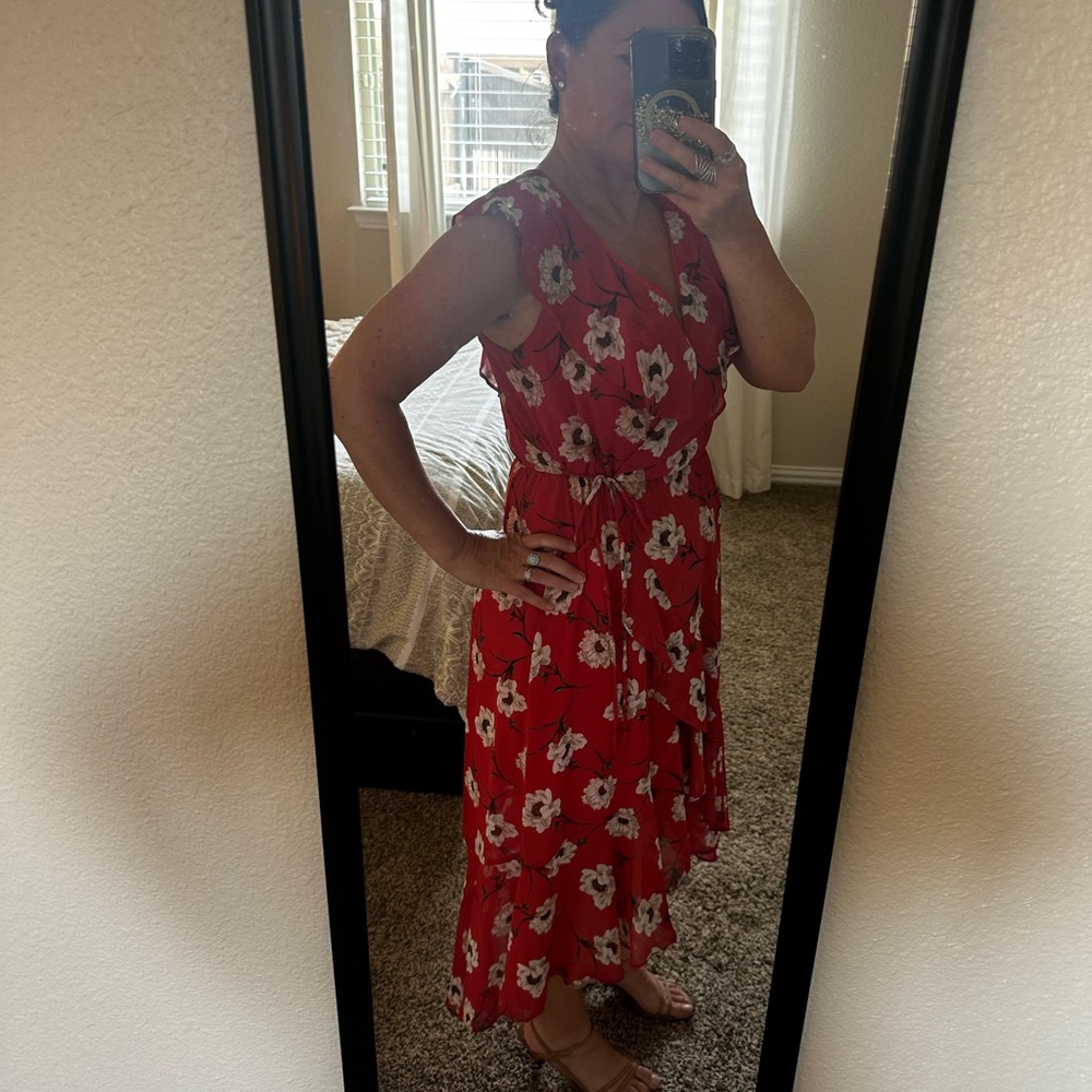 Red Floral light weight dress